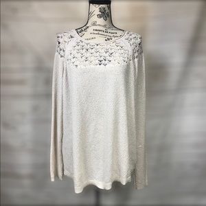 ELLE White Open Knit Lightweight Sweater